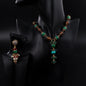 Agate, Glaze, and Turquoise Necklace & Earrings Set | Himalayan Royal Court Elegance