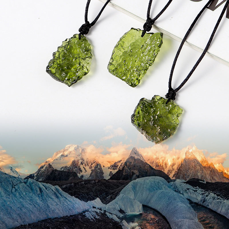 Himalayan Green Meteorite Pendant Necklace | Raw Energy Crystal