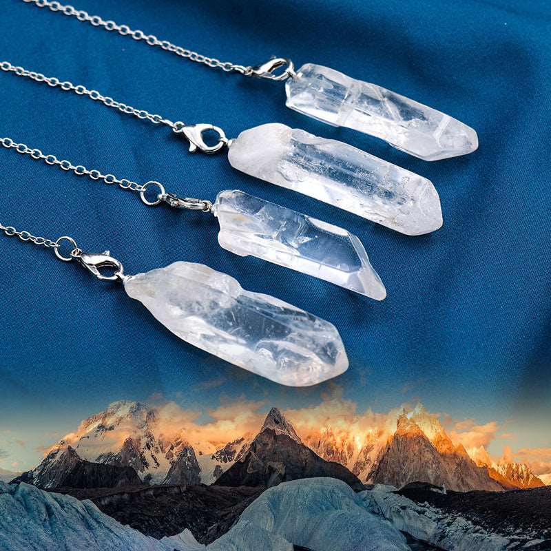 Natural Clear Quartz Single Crystal Pendulum Pendant Necklace