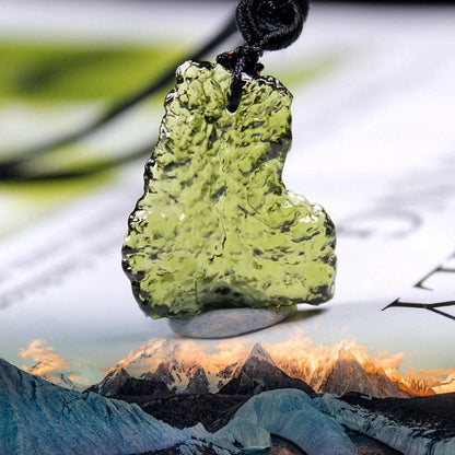 Himalayan Green Meteorite Pendant Necklace | Raw Energy Crystal