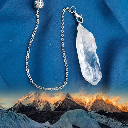 Natural Clear Quartz Single Crystal Pendulum Pendant Necklace