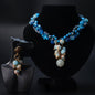 Natural Agate & Imperial Stone Tassel Necklace and Earrings Set | Regal Elegance