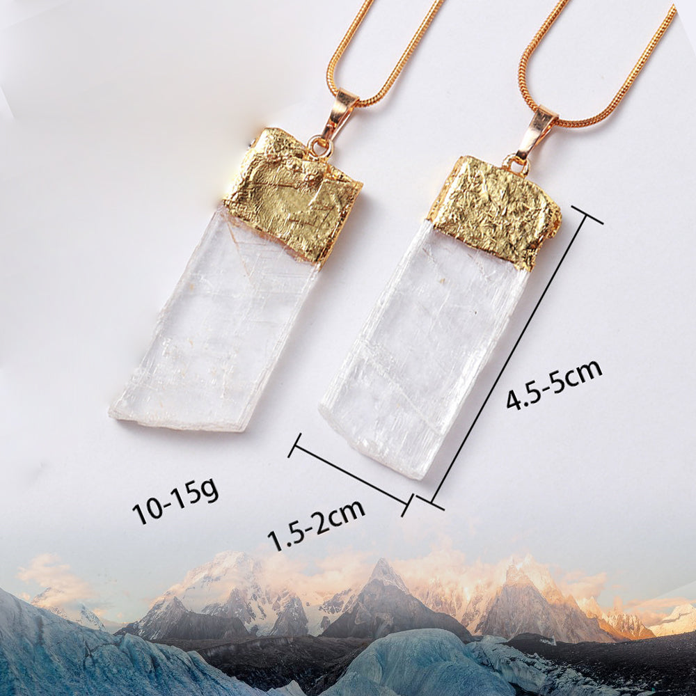 Himalayan Natural White Quartz Cube Pendant Necklace