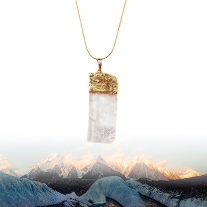 Himalayan Natural White Quartz Cube Pendant Necklace