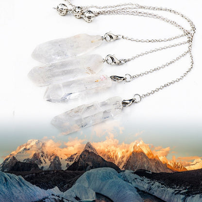 Natural Clear Quartz Single Crystal Pendulum Pendant Necklace