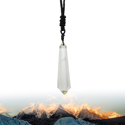 Natural Himalayan Citrine Pillar Pendant Necklace | Hexagonal Faceted Design