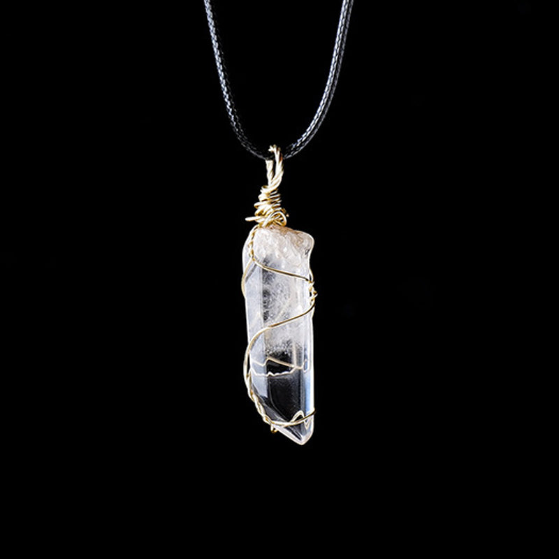 Himalayan Clear Quartz Pendant Necklace | Handcrafted Single Crystal with Wire-Wrapped Design