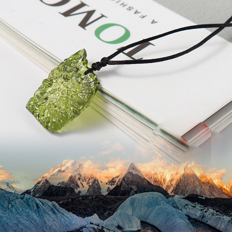 Himalayan Green Meteorite Pendant Necklace | Raw Energy Crystal